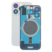 Vetro scocca posteriore per iPhone 16 Pro, White Titanium, con lente fotocamera, piastra metallica e magnete MagSafe