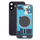 Vetro scocca posteriore per iPhone 16 Plus, Black, con lente fotocamera, piastra metallica, magnete MagSafe
