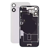 Vetro scocca posteriore per iPhone 16 Plus, White, con lente fotocamera, piastra metallica e magnete MagSafe