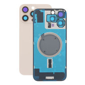 Vetro scocca posteriore per iPhone 16 Pro Max, Desert Titanium, con lente fotocamera, piastra metallica e magnete MagSafe
