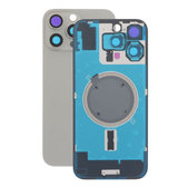 Vetro scocca posteriore per iPhone 16 Pro Max, Natural Titanium, con lente fotocamera, piastra metallica e magnete MagSafe