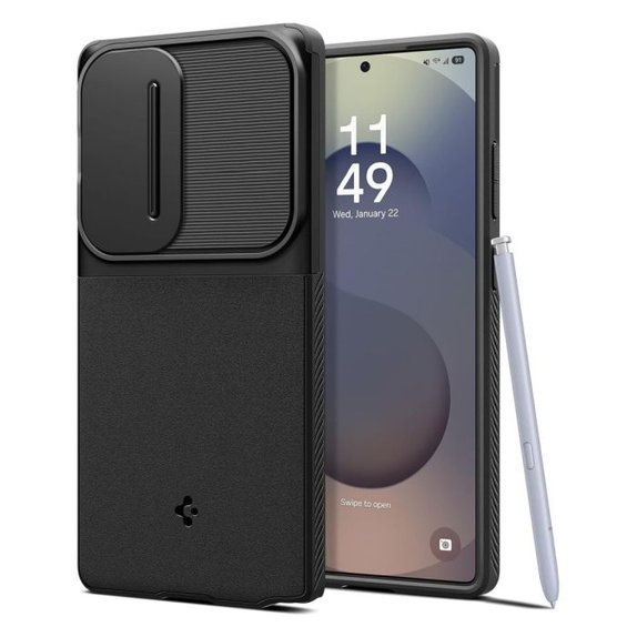 Custodia Optik Armor per Samsung S25 Ultra, Black, Spigen