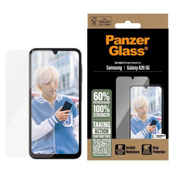 Vetro temperato UWF per Samsung A26 5G, Trasparente, PanzerGlass