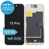 Schermo Soft OLED 120Hz per iPhone 15 Pro, Vetro touch con cornice, FixPremium