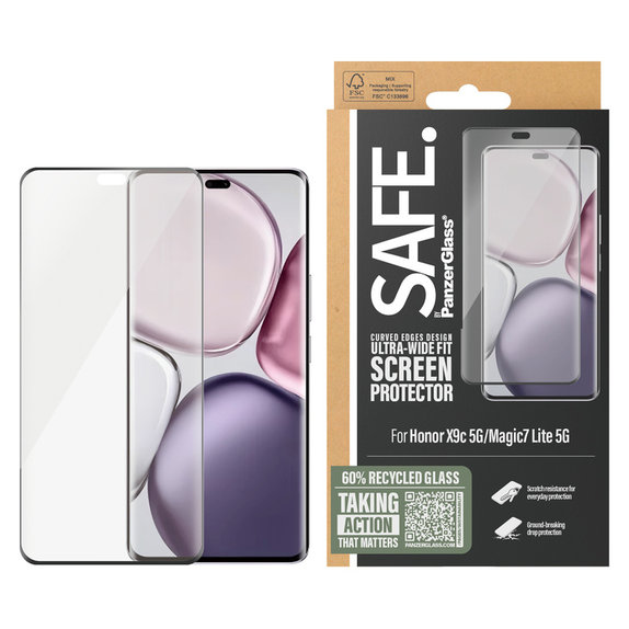 Vetro temperato UWF per Honor X9c 5G/Magic7 Lite 5G, Nero, SAFE by PanzerGlass