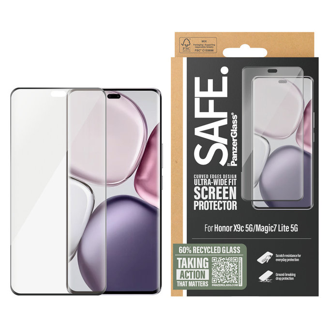 Vetro temperato UWF per Honor X9c 5G/Magic7 Lite 5G, Nero, SAFE by PanzerGlass