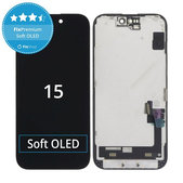 Schermo Soft OLED per iPhone 15, Vetro touch con cornice, DIAGNOSTIC