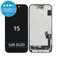 Schermo Soft OLED per iPhone 15, Vetro touch con cornice, DIAGNOSTIC