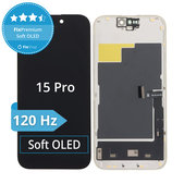 Schermo Soft OLED per iPhone 15 Pro, Vetro touch con cornice, DIAGNOSTIC