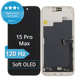 Schermo Soft OLED per iPhone 15 Pro Max, Vetro touch con cornice, DIAGNOSTIC