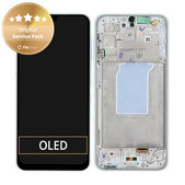Schermo per Samsung A26 A266E, White, Vetro touch con cornice, GH82-37049B, Genuine Service Pack