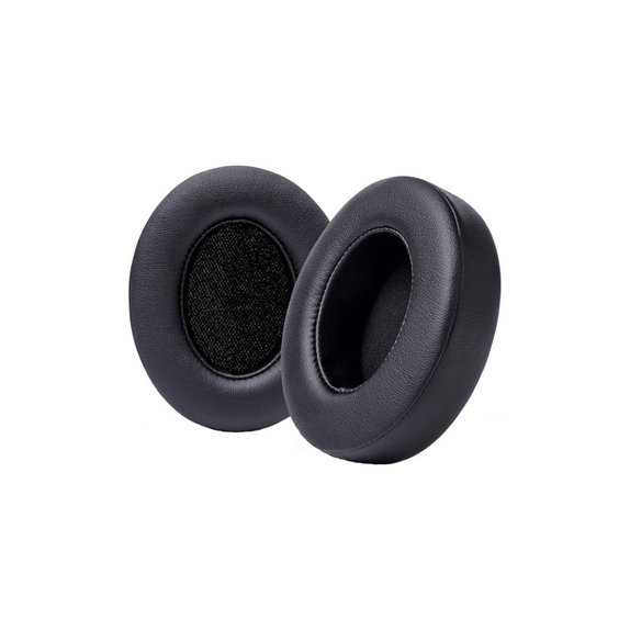 Cuscinetti auricolari di ricambio per Beats Studio 2, 3, Memory foam and PU leather, Black, 1 paio