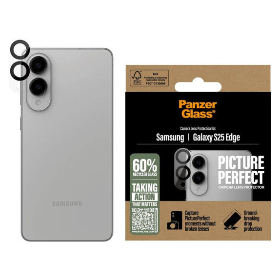 Protezione lente fotocamera PicturePerfect per Samsung S25 Edge, Nero, PanzerGlass