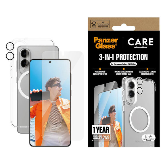 Bundle 3-in-1 per Samsung Galaxy S25 Edge, PanzerGlass