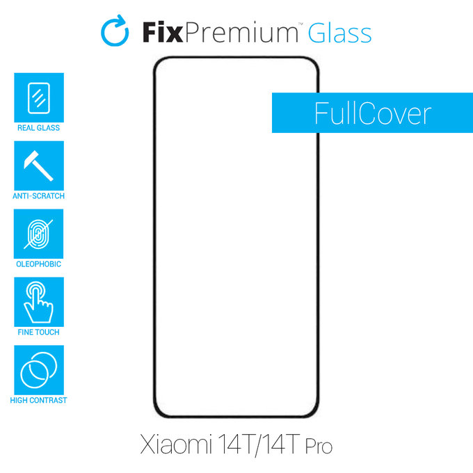 Vetro temperato FullCase per Xiaomi 14T, 14T Pro, FixPremium