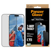 Vetro temperato privacy UWF 2-Way con applicatore per iPhone 17/16 Pro, Black, PanzerGlass
