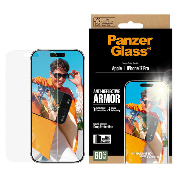 Vetro temperato Anti-Reflective con applicatore per iPhone 17 Pro, Nero, PanzerGlass
