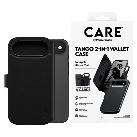 Custodia Wallet Tango Two-In-One con MagSAFE by PanzerGlass per iPhone Air, Nero, PanzerGlass