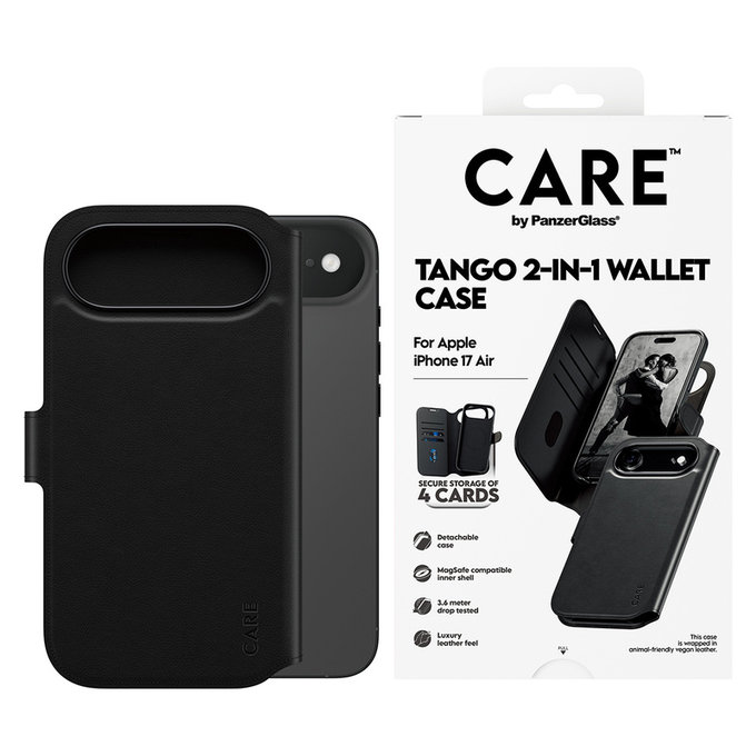 Custodia Wallet Tango Two-In-One con MagSAFE by PanzerGlass per iPhone Air, Nero, PanzerGlass