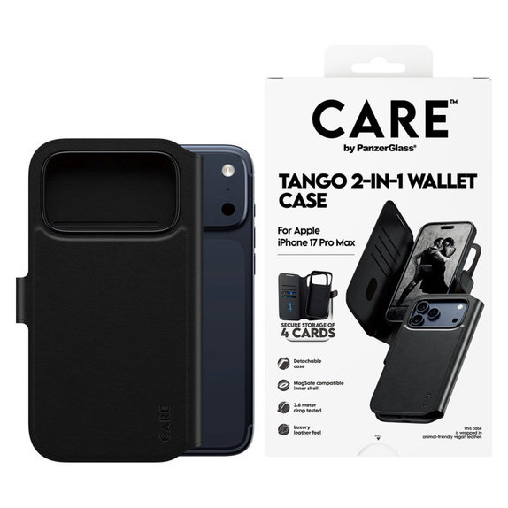 Custodia Wallet Tango Two-In-One con MagSafe per iPhone 17 Pro Max, Black, PanzerGlass