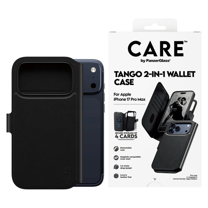Custodia Wallet Tango Two-In-One con MagSafe per iPhone 17 Pro Max, Black, PanzerGlass