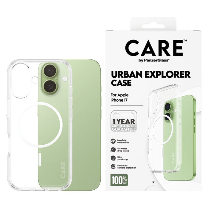 Cover Urban Explorer con MagSafe per iPhone 17, Bianco, CARE