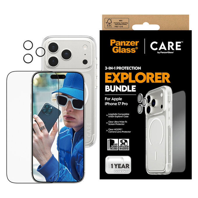 Bundle 3-in-1 Explorer per iPhone 17 Pro, PanzerGlass