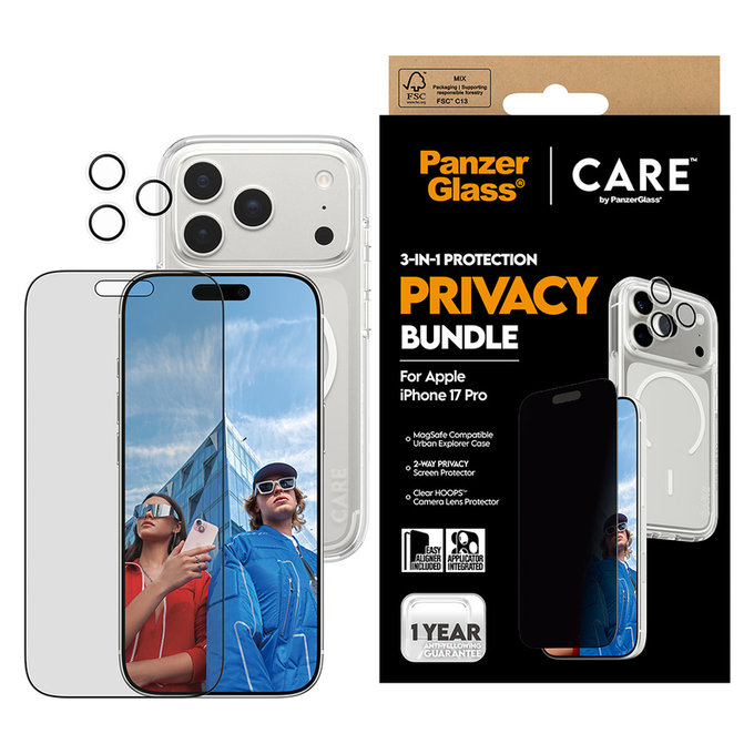 Bundle 3-in-1 Privacy per iPhone 17 Pro, PanzerGlass