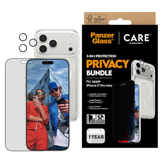 Bundle 3v1 Privacy per iPhone 17 Pro Max, PanzerGlass