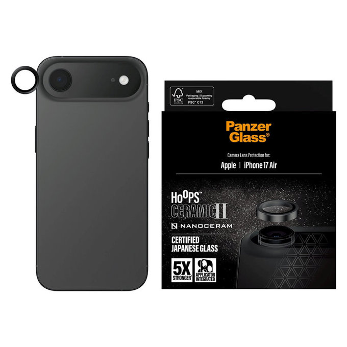 Protezione lente fotocamera Hoops Ceramic II per iPhone Air, Nero, PanzerGlass