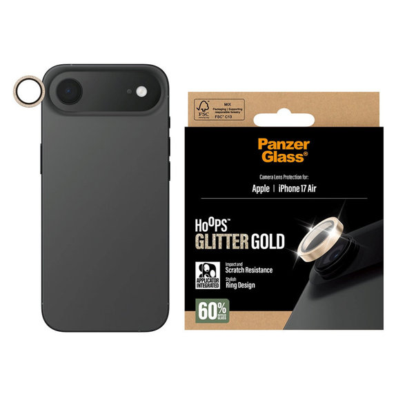 Protezione lente fotocamera Hoops per iPhone Air, Glitter Gold, PanzerGlass