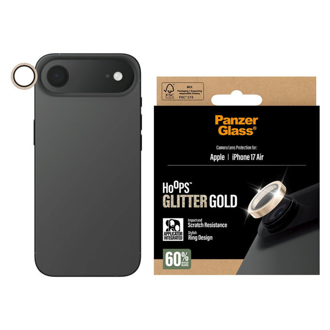Protezione lente fotocamera Hoops per iPhone Air, Glitter Gold, PanzerGlass