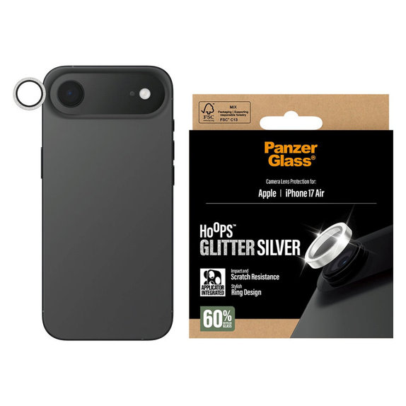 Protezione lente fotocamera Hoops per iPhone Air, Glitter Silver, PanzerGlass
