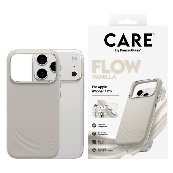Cover FLOW con MagSafe per iPhone 17 Pro, Vanilla, CARE