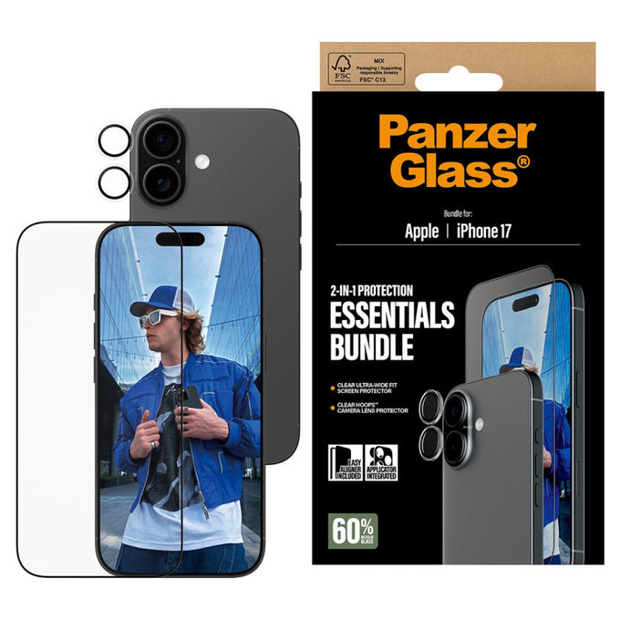 Bundle Essentials 2 in 1 per iPhone 17, PanzerGlass