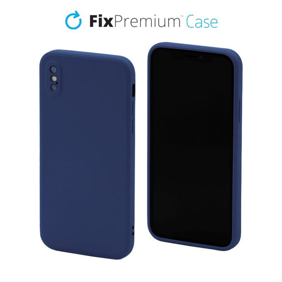 Custodia in silicone per iPhone X, XS, Blue, FixPremium
