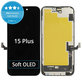 Schermo Soft OLED per iPhone 15 Plus, Vetro touch con cornice, DIAGNOSTIC