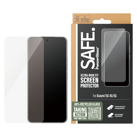 Vetro temperato UWF per Xiaomi 15C 5G, Nero, SAFE by PanzerGlass