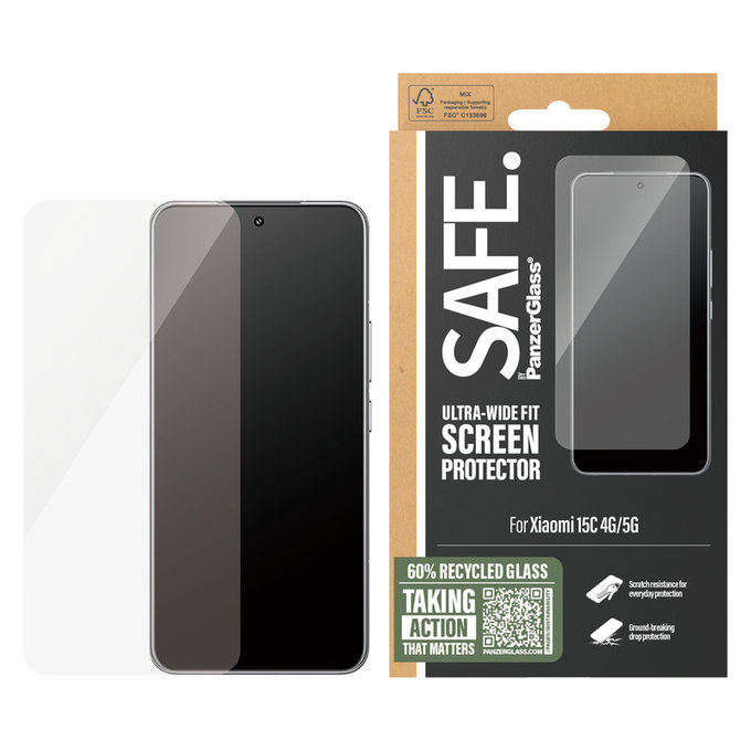 Vetro temperato UWF per Xiaomi 15C 5G, Nero, SAFE by PanzerGlass