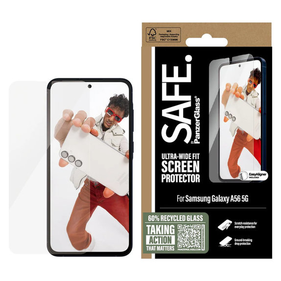 Vetro temperato UWF con applicatore per Samsung Galaxy A56 5G, Trasparente, SAFE by PanzerGlass