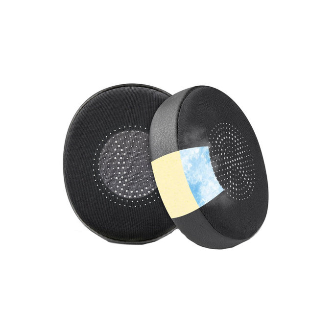Cuscinetti auricolari di ricambio per Jabra Evolve2 40, 65 UC/MS, Elite 45h, Memory foam and PU leather + Textile, Black, Cooling Gel, 1 paio