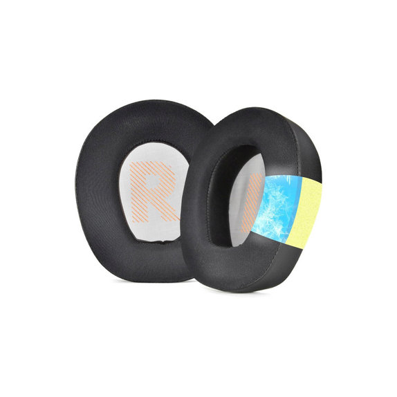 Cuscinetti auricolari di ricambio per JBL Quantum Q200, Q300, Memory foam and PU leather + Textile, Black, Cooling Gel, 1 paio