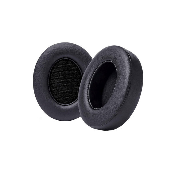 Cuscinetti auricolari di ricambio per Beats Studio 2, 3, Memory foam and Leather, Black, 1 paio