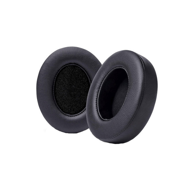 Cuscinetti auricolari di ricambio per Beats Studio 2, 3, Memory foam and Leather, Black, 1 paio