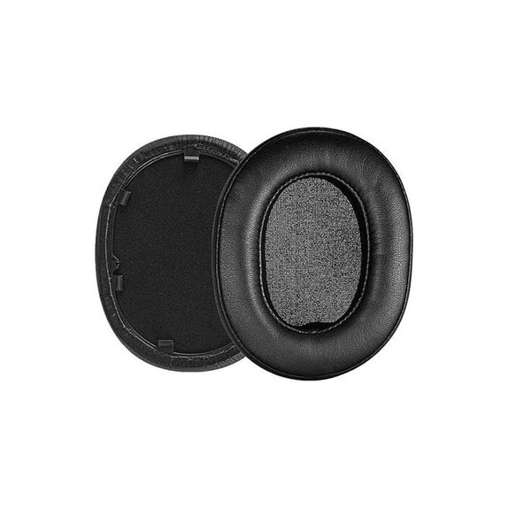Cuscinetti auricolari di ricambio per Sony WH-1000XM5, Memory foam and Leather, Black, 1 paio