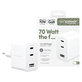 Adattatore da viaggio Grand Prix 2x USB-C/USB-A, GaN, 70 W PD, Bianco argento, PanzerGlass