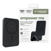 PowerBank wireless 5000 mAh, con supporto rotante 20 W, compatibile con MagSafe, Qi2/USB-C, Black spazio, empower