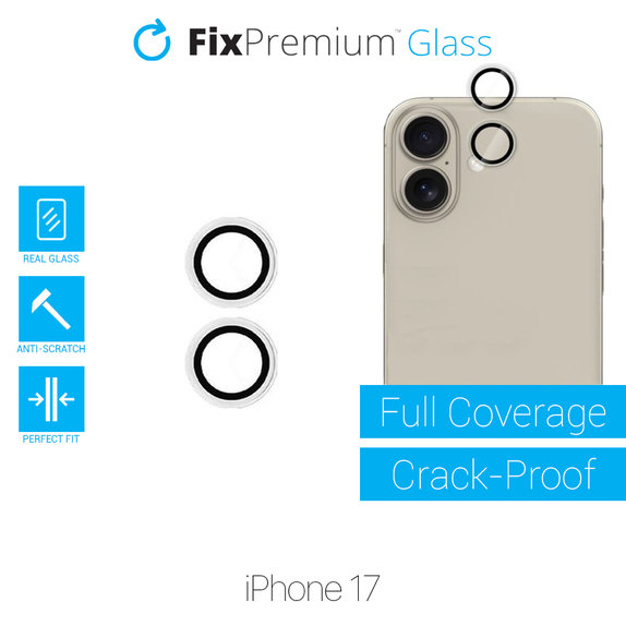 Vetro temperato fotocamera posteriore senza cornice per iPhone 17, FixPremium