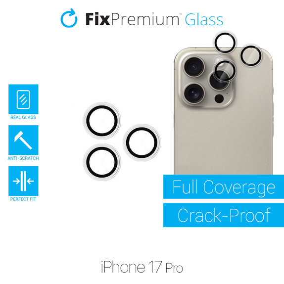 Vetro temperato fotocamera posteriore senza cornice per iPhone 17 Pro, FixPremium