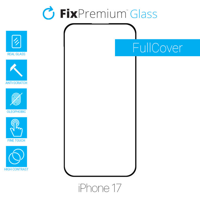 Vetro temperato FullCase per iPhone 17, FixPremium